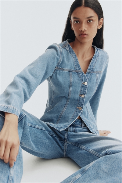 Джинсовая куртка с V-образным вырезом 1329945001