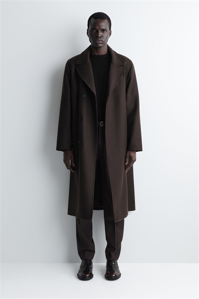 Зауженные брюки с поясом из шерстяного материала 1304892002