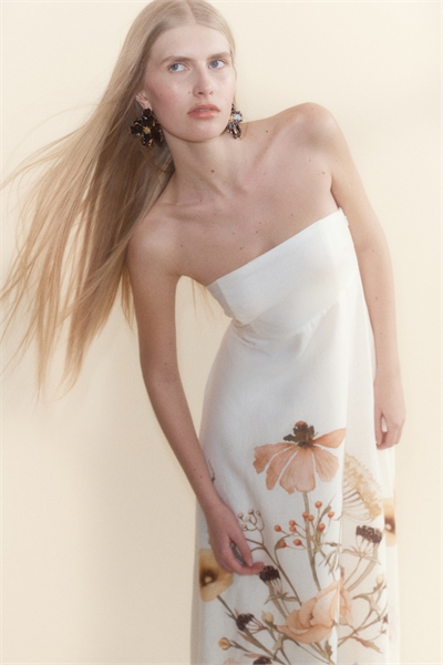 Платье-бандо из льняного бленда 1271253002