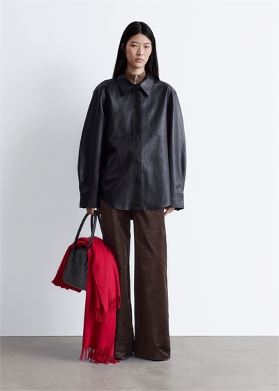 Кожаная рубашка оверсайз 1315817001