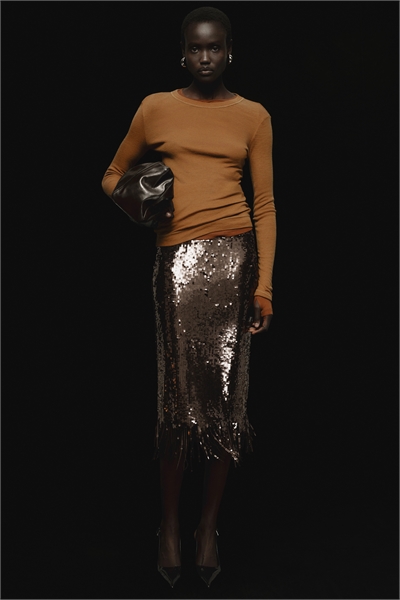 Юбка из пайеток с отделкой бахромой 1317731001