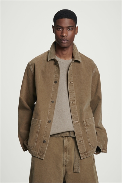 Расслабленная джинсовая оверсайз рубашка с вышивкой цепочками 1271309002