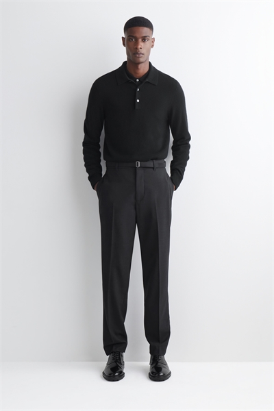 Зауженные брюки с поясом из шерстяного материала 1304892001