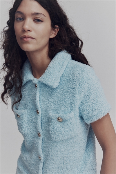 Плюшевый кардиган с короткими рукавами 1303402003