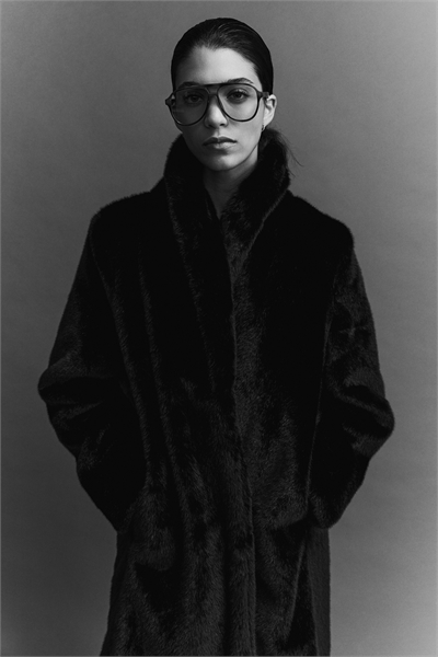 Пушистое пальто с шалевым воротником 1308445001