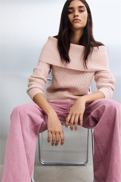 Джемпер с отворотом на плечо 1310982004