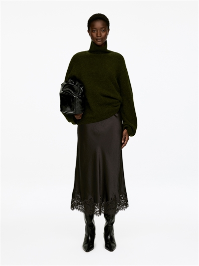 Атласная юбка с кружевом 1317472002