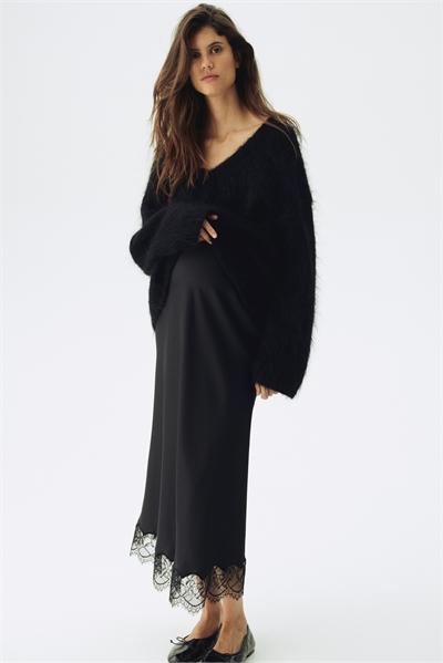 Юбка из атласа с кружевной отделкой MAMA 1329334001