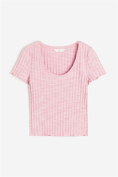 Ребристая футболка с глубоким вырезом 1182688003