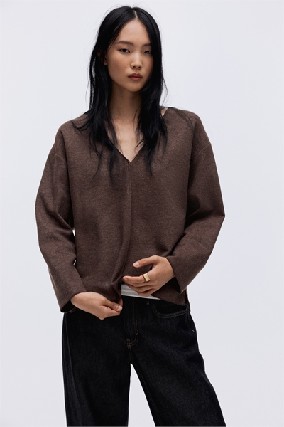 Рубашка с V-образным вырезом из ребристого трикотажа 1331567003