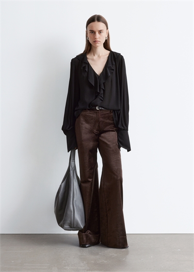 Расклешенные бархатные брюки 1285972002