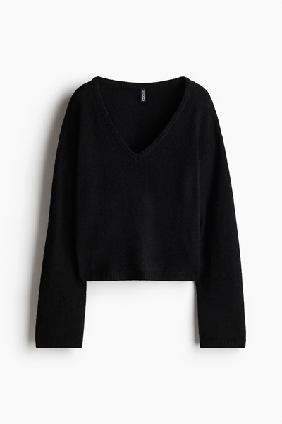 Джемпер с V-образным вырезом из тонкой вязки 1262846002