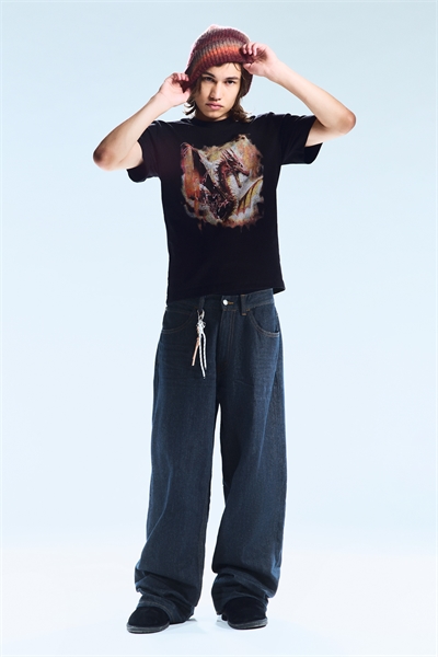 Свободные прямые джинсы Looser с обычной талией 1228311001