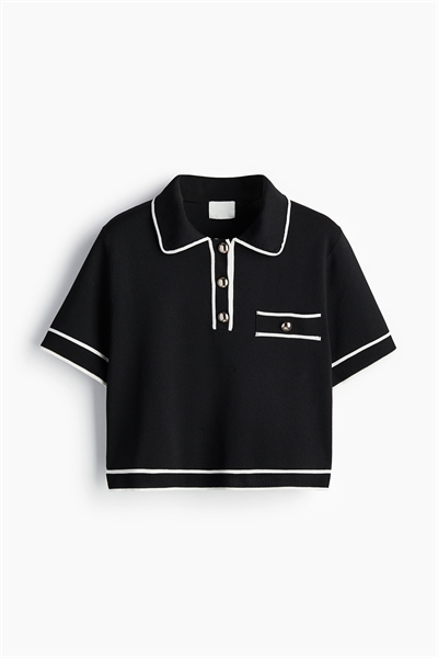 Трикотажный топ с воротником 1261865001