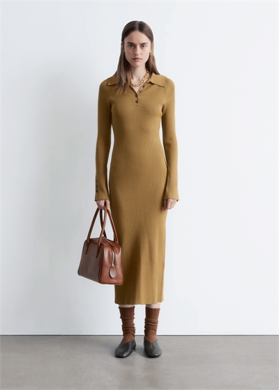 Платье-поло из трикотажа в рубчик 1294777002