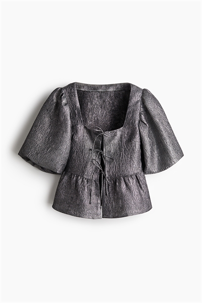 Блузка с завязками спереди из жаккардового плетения 1257865004