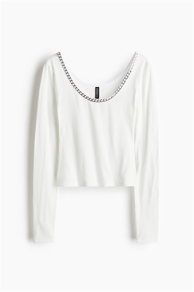 Топ с длинными рукавами, украшенный цепочками 1277973002