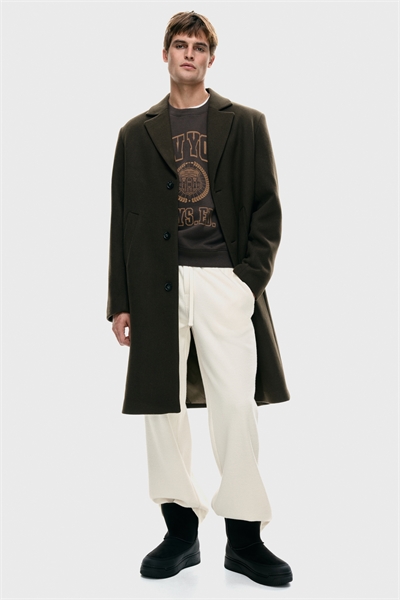 Однобортное пальто из шерстяного бленда 1293646004