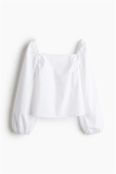 Блузка из хлопка с декором в виде бантов 1252153002