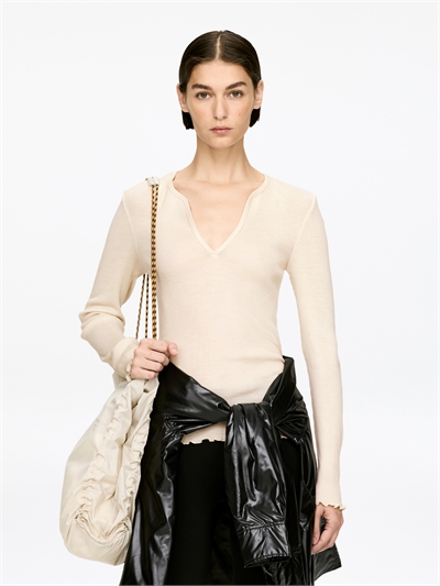 Ребристый топ из шерсти и шелка 1309652002