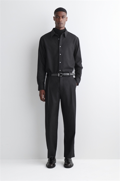 Плиссированные шерстяные брюки с прямыми штанинами 1289393002