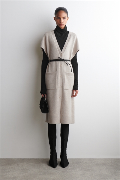 Длинный кардиган из шерсти с закругленными краями 1317140001