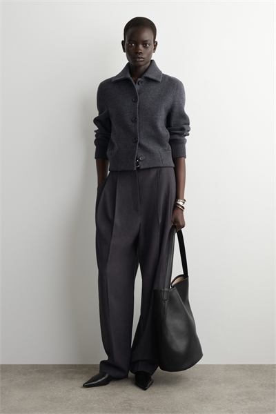 Куртка с ребристым воротником из вареной мериносовой шерсти 1327490001