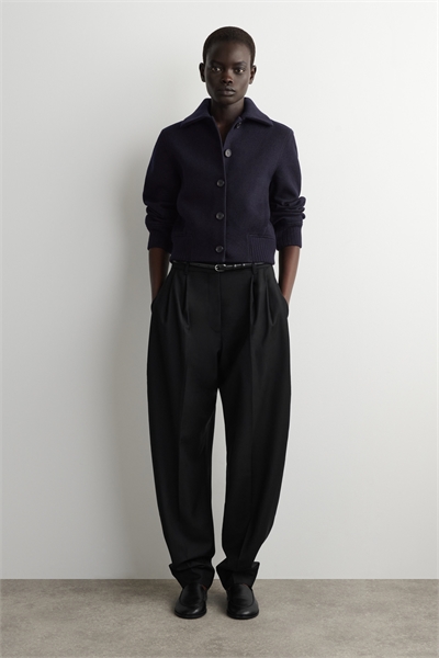 Куртка с ребристым воротником из вареной мериносовой шерсти 1327490002