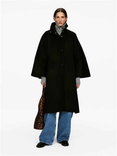 Накидка из шерстяного бленда с двойной лицевой гладью 1313763001