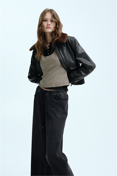 Джинсовые брюки с завязками 1289533002