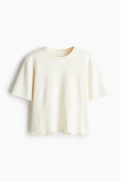 Трикотажный топ, украшенный бисером 1255887002