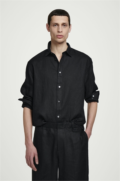 Льняная рубашка с длинными рукавами 1146543016