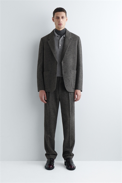 Шерстяные брюки с узором "елочка" и прямыми штанинами 1309586001