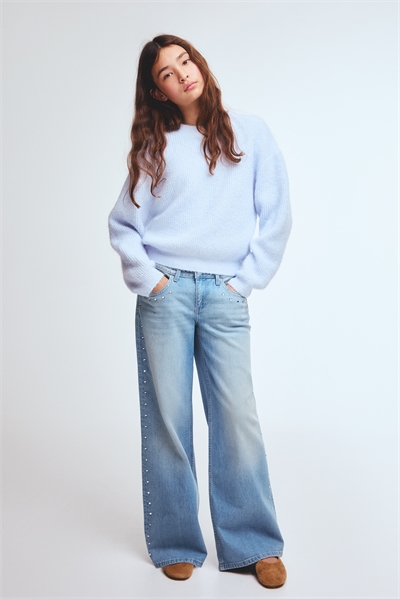 Низкие джинсы с широкими штанинами с шипами 1318529001