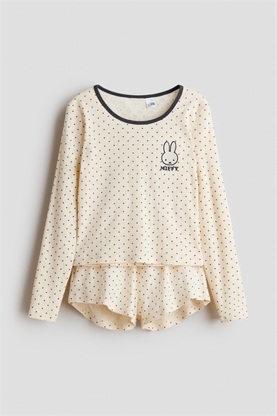 Пижама из хлопкового пуателле с принтом 1320975001