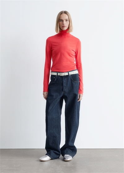 Джемпер с водолазкой из шерсти тонкой вязки 1290073010