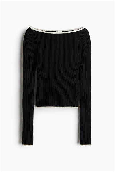 Трикотажный топ с вырезом лодочкой 1227735016