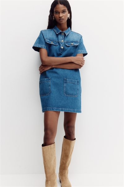 Джинсовое платье с воротником 1315386001