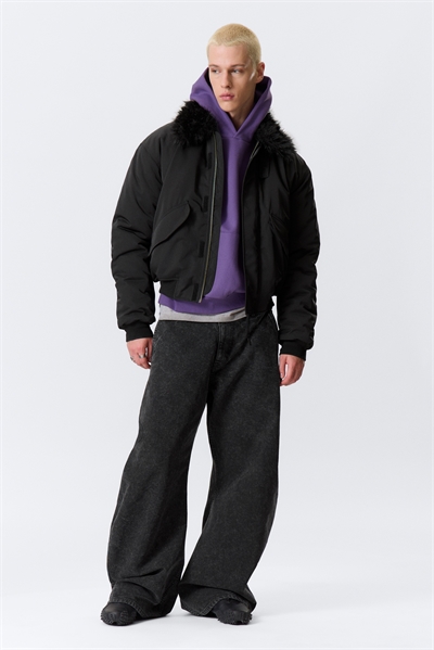 Свободная куртка-бомбер с воротником из искусственного меха 1312519001