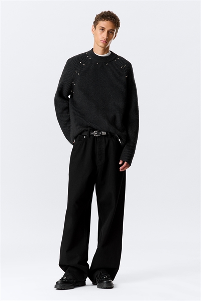 Расслабленный вязаный свитер из шерстяного бленда со шпильками 1308243001