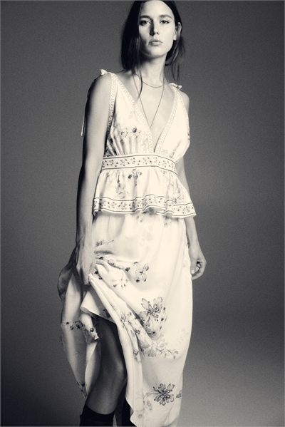 Платье с завязками из льняного бленда 1321798001