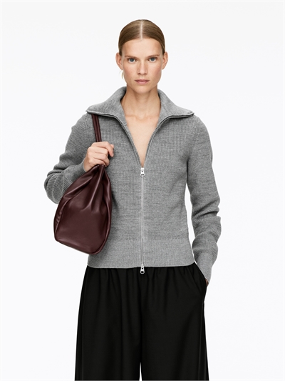 Шерстяно-хлопковый кардиган на молнии 1297897001