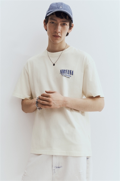 Свободный крой Футболка с принтом в винтажном стиле 1225609039