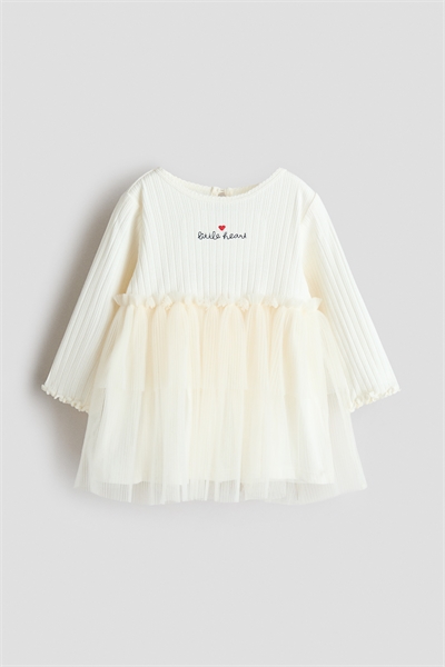 Платье из пуантелье с юбкой из тюля артикул 1315460002