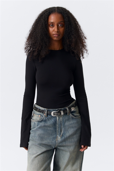 Хлопковый топ с длинными рукавами артикул 1259115021