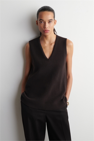 Жилет-туника с V-образным вырезом из шерсти артикул 1321257001