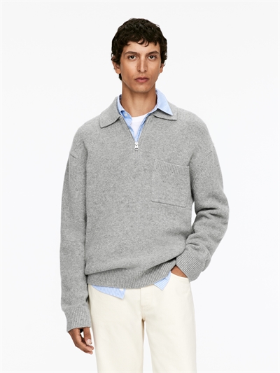 Рубашка-поло из трикотажной шерсти на молнии артикул 1004114002