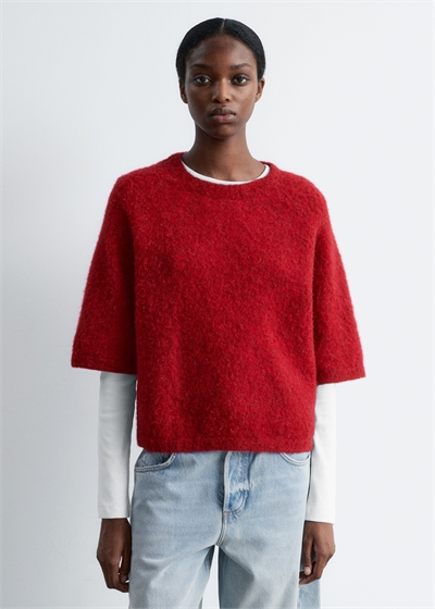 Трикотажный топ из смеси альпаки и мериносовой шерсти артикул 1217076023