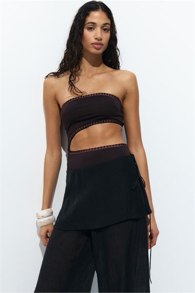 Купальник-бандо с мягкими чашечками на высокой ножке артикул 1308435001