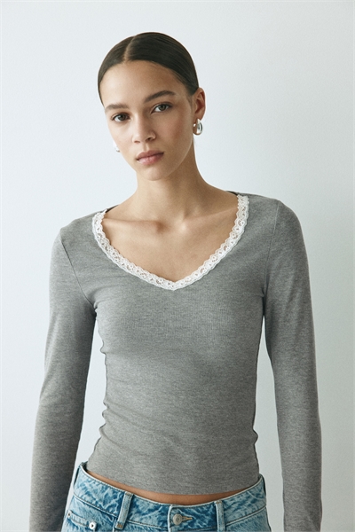 Топ из джерси с кружевной отделкой артикул 1314272003